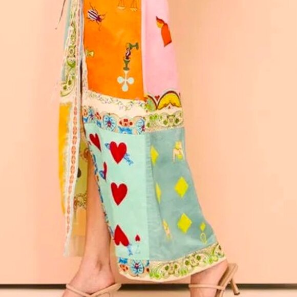 BUTTON DOWN ALICE IN WONDERLAND CARDS MAXI DRESS SQUARES OF HEARTS , CLUBS DRESS - Picture 3 of 6